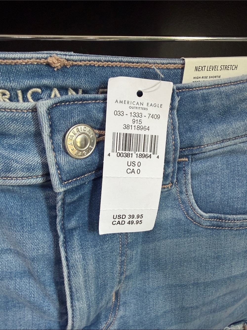 American Eagle Outfitters Light Blue Denim Roll-Cuff Shorts